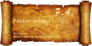 Patócs Arián névjegykártya